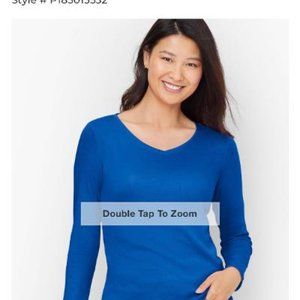 Talbots Ribbed Pima V-Neck Tee -  Large - NWT